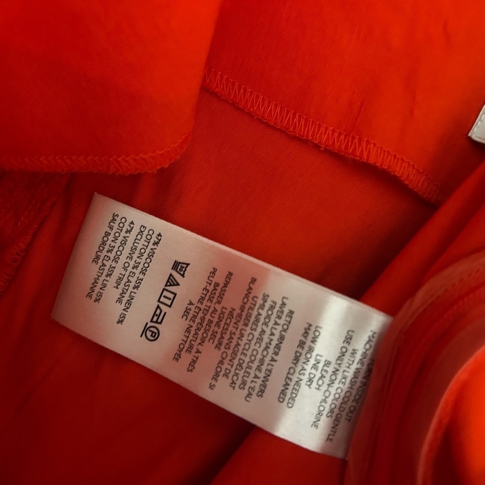 Maeve By Anthropologie Women’s Orange Cropped Linen Stretchy Pull-On Pants Sz 12 - Picture 7 of 7